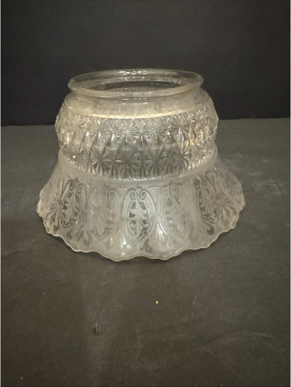 Antique Victorian Floral Acid Etched Ruffle Oil Gas Lamp Shade 4